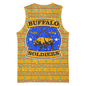 Buffalo Soldiers Christmas Basketball Jersey Yellow Cartoon Buffalo Santa Hat Design TS04