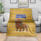Buffalo Soldiers Christmas Blanket Yellow Cartoon Buffalo Santa Hat Design - African Pride