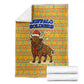 Buffalo Soldiers Christmas Blanket Yellow Cartoon Buffalo Santa Hat Design - African Pride