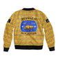 Buffalo Soldiers Christmas Bomber Jacket Yellow Cartoon Buffalo Santa Hat Design - African Pride