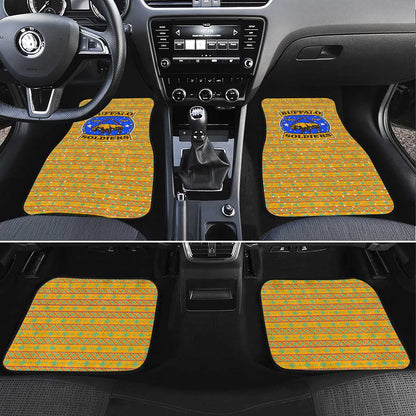 Buffalo Soldiers Christmas Car Mats Yellow Cartoon Buffalo Santa Hat Design - African Pride
