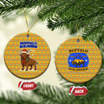 Buffalo Soldiers Christmas Ceramic Ornament Yellow Cartoon Buffalo Santa Hat Design - African Pride