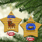 Buffalo Soldiers Christmas Ceramic Ornament Yellow Cartoon Buffalo Santa Hat Design - African Pride