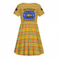 Buffalo Soldiers Christmas Kid Short Sleeve Dress Yellow Cartoon Buffalo Santa Hat Design - African Pride