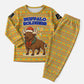 Buffalo Soldiers Christmas Pajama Set Yellow Cartoon Buffalo Santa Hat Design - African Pride