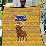 Buffalo Soldiers Christmas Quilt Yellow Cartoon Buffalo Santa Hat Design - African Pride