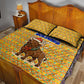 Buffalo Soldiers Christmas Quilt Bed Set Yellow Cartoon Buffalo Santa Hat Design - African Pride