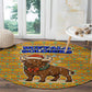Buffalo Soldiers Christmas Round Carpet Yellow Cartoon Buffalo Santa Hat Design - African Pride