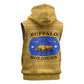 Buffalo Soldiers Christmas Sleeveless Zip Hoodie Yellow Cartoon Buffalo Santa Hat Design - African Pride