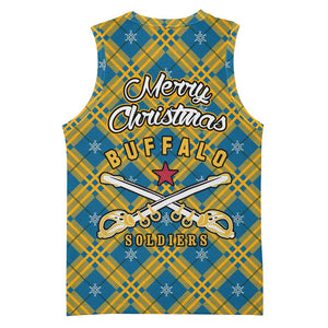 Buffalo Soldiers Christmas Basketball Jersey Blue Yellow Plaid Parade Illustration Design TS04