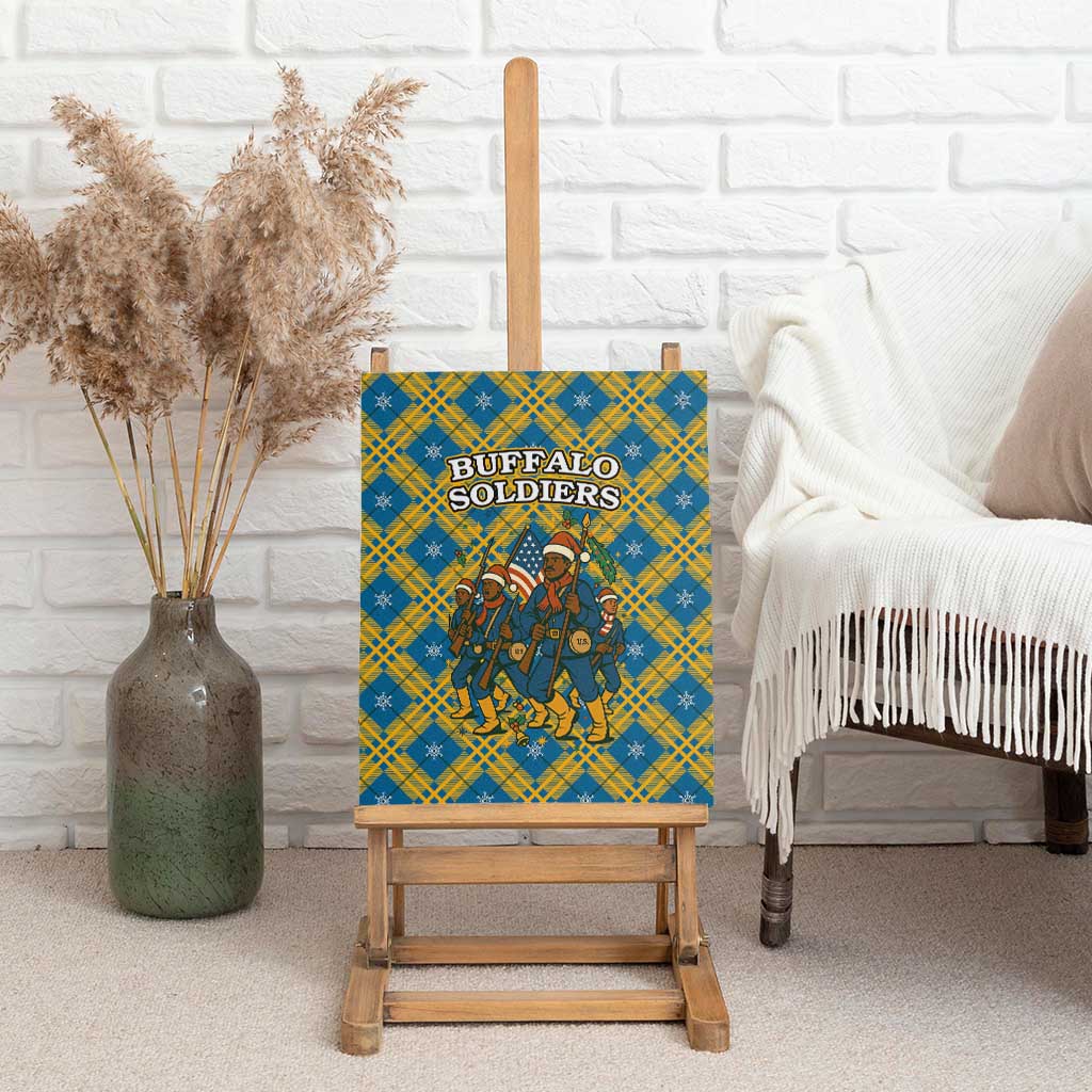 Buffalo Soldiers Christmas Canvas Wall Art Blue Yellow Plaid Parade Illustration Design - African Pride