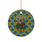 Buffalo Soldiers Christmas Ceramic Ornament Blue Yellow Plaid Parade Illustration Design - African Pride