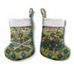 Buffalo Soldiers Christmas Stocking Blue Yellow Plaid Parade Illustration Design - African Pride