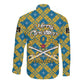 Buffalo Soldiers Christmas Long Sleeve Button Shirt Blue Yellow Plaid Parade Illustration Design - African Pride