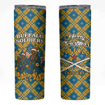 Buffalo Soldiers Christmas Skinny Tumbler Blue Yellow Plaid Parade Illustration Design - African Pride