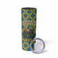 Buffalo Soldiers Christmas Skinny Tumbler Blue Yellow Plaid Parade Illustration Design - African Pride