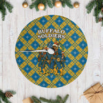 Buffalo Soldiers Christmas Tree Skirt Blue Yellow Plaid Parade Illustration Design - African Pride
