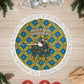 Buffalo Soldiers Christmas Tree Skirt Blue Yellow Plaid Parade Illustration Design - African Pride