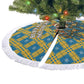 Buffalo Soldiers Christmas Tree Skirt Blue Yellow Plaid Parade Illustration Design - African Pride