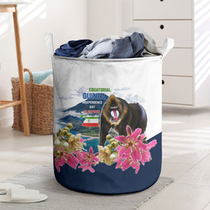 Equatorial Guinea Independence Day Mandrill Laundry Basket Patriotic Floral African Pride Map