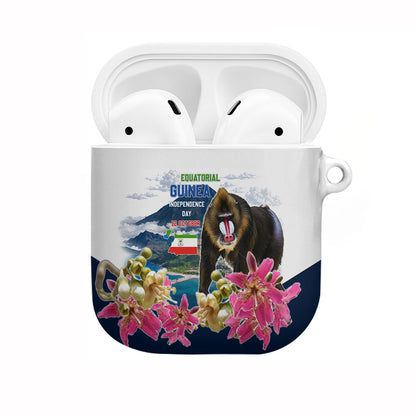 Equatorial Guinea Independence Day Mandrill AirPods Case Patriotic Floral African Pride Map
