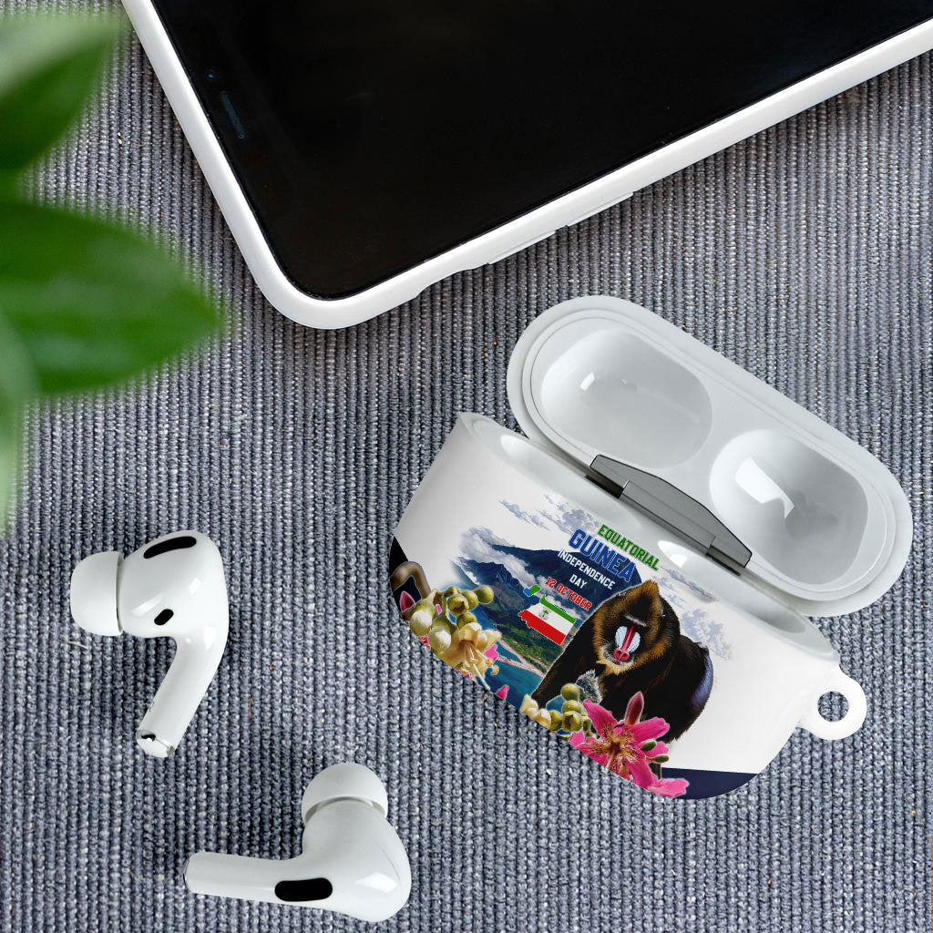 Equatorial Guinea Independence Day Mandrill AirPods Case Patriotic Floral African Pride Map
