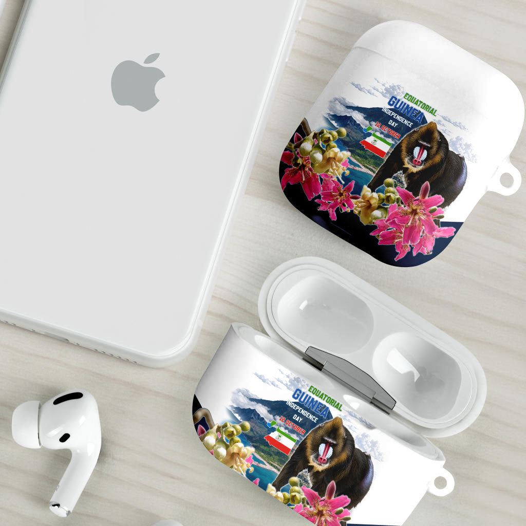 Equatorial Guinea Independence Day Mandrill AirPods Case Patriotic Floral African Pride Map
