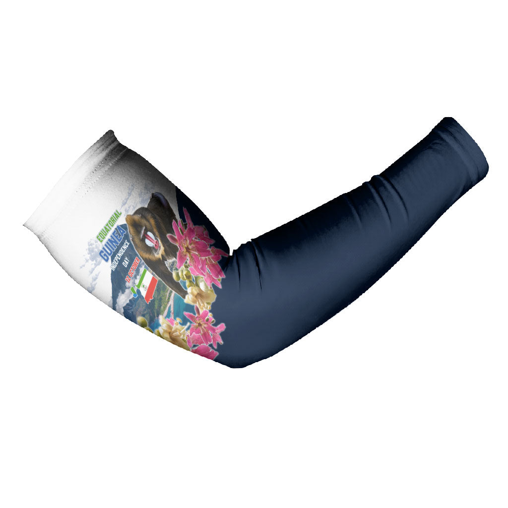 Equatorial Guinea Independence Day Mandrill Arm Sleeves Patriotic Floral African Pride Map