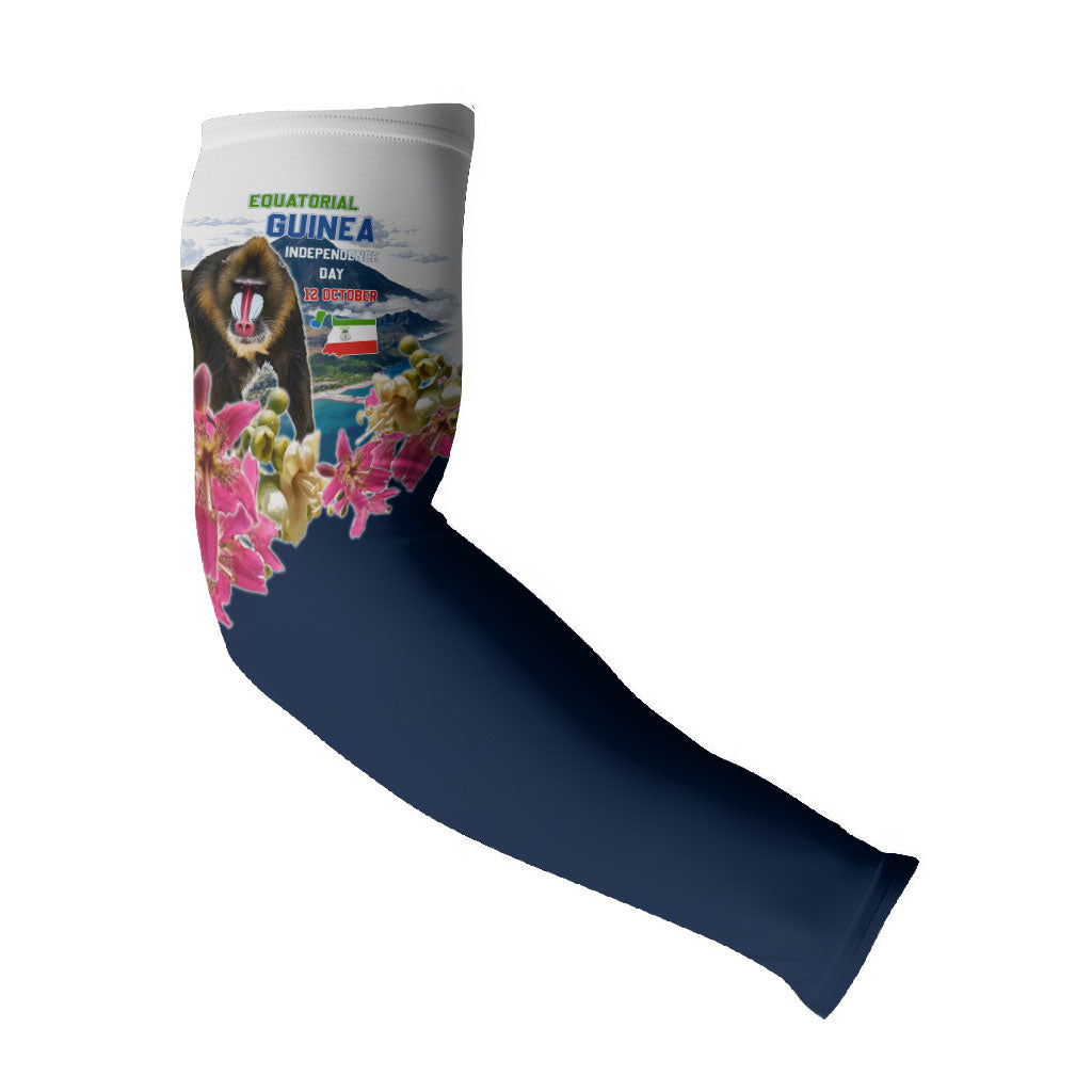 Equatorial Guinea Independence Day Mandrill Arm Sleeves Patriotic Floral African Pride Map