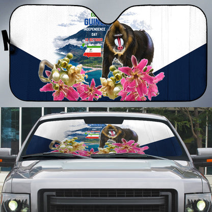Equatorial Guinea Independence Day Mandrill Auto Sun Shade Patriotic Floral African Pride Map