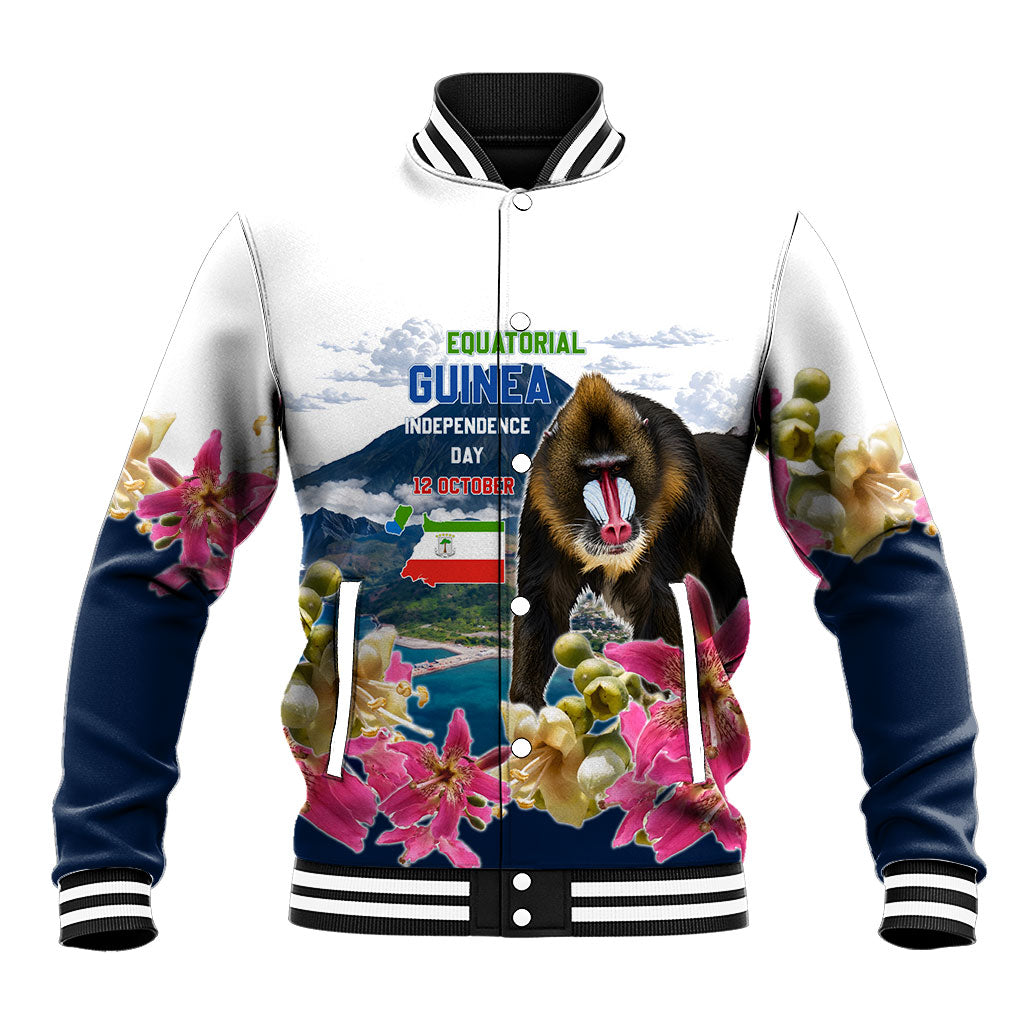 Equatorial Guinea Independence Day Mandrill Baseball Jacket Patriotic Floral African Pride Map