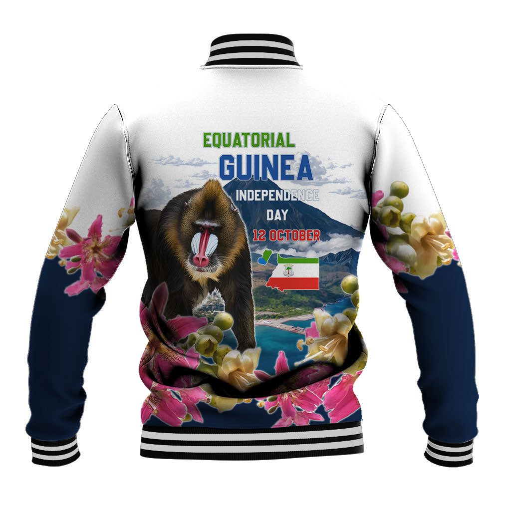 Equatorial Guinea Independence Day Mandrill Baseball Jacket Patriotic Floral African Pride Map