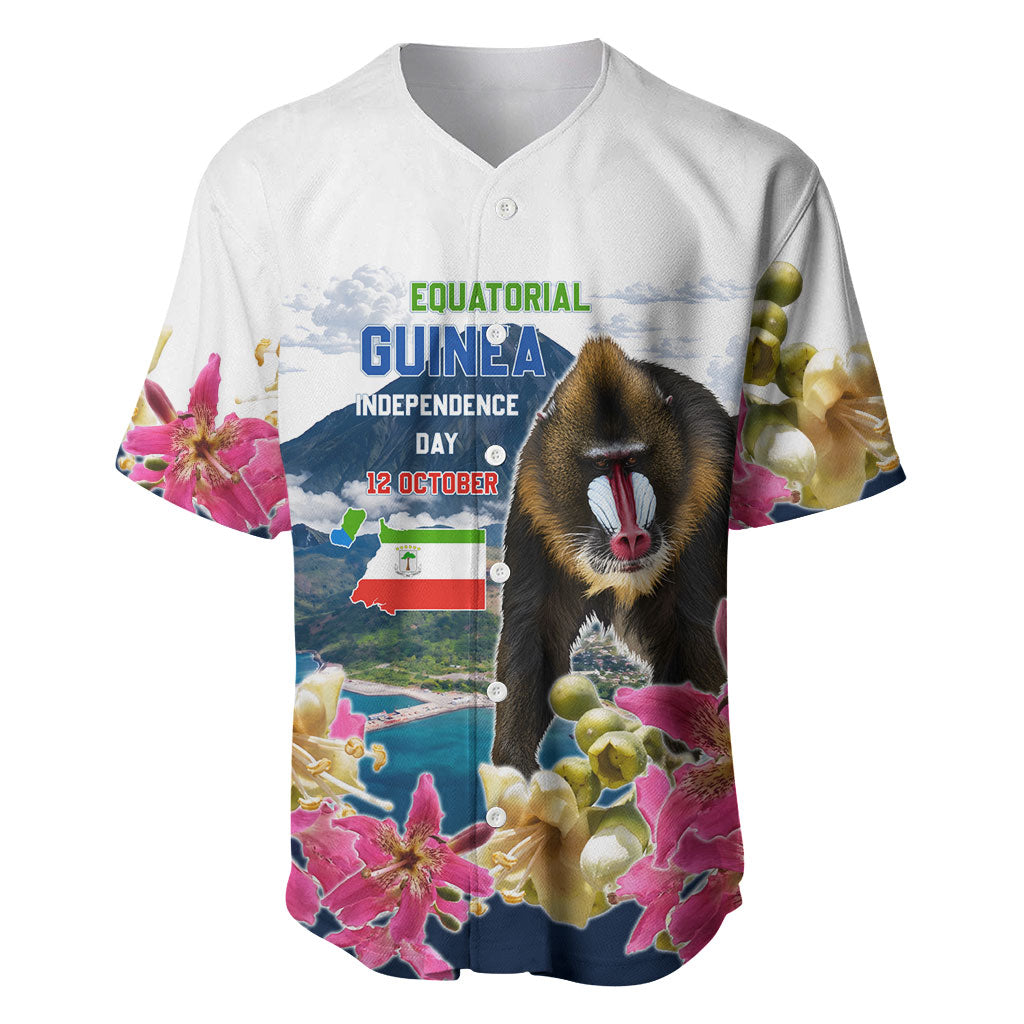 Equatorial Guinea Independence Day Mandrill Baseball Jersey Patriotic Floral African Pride Map