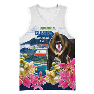 Equatorial Guinea Independence Day Mandrill Basketball Jersey Patriotic Floral African Pride Map