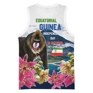 Equatorial Guinea Independence Day Mandrill Basketball Jersey Patriotic Floral African Pride Map