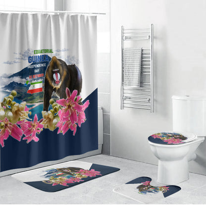 Equatorial Guinea Independence Day Mandrill Bathroom Set Patriotic Floral African Pride Map