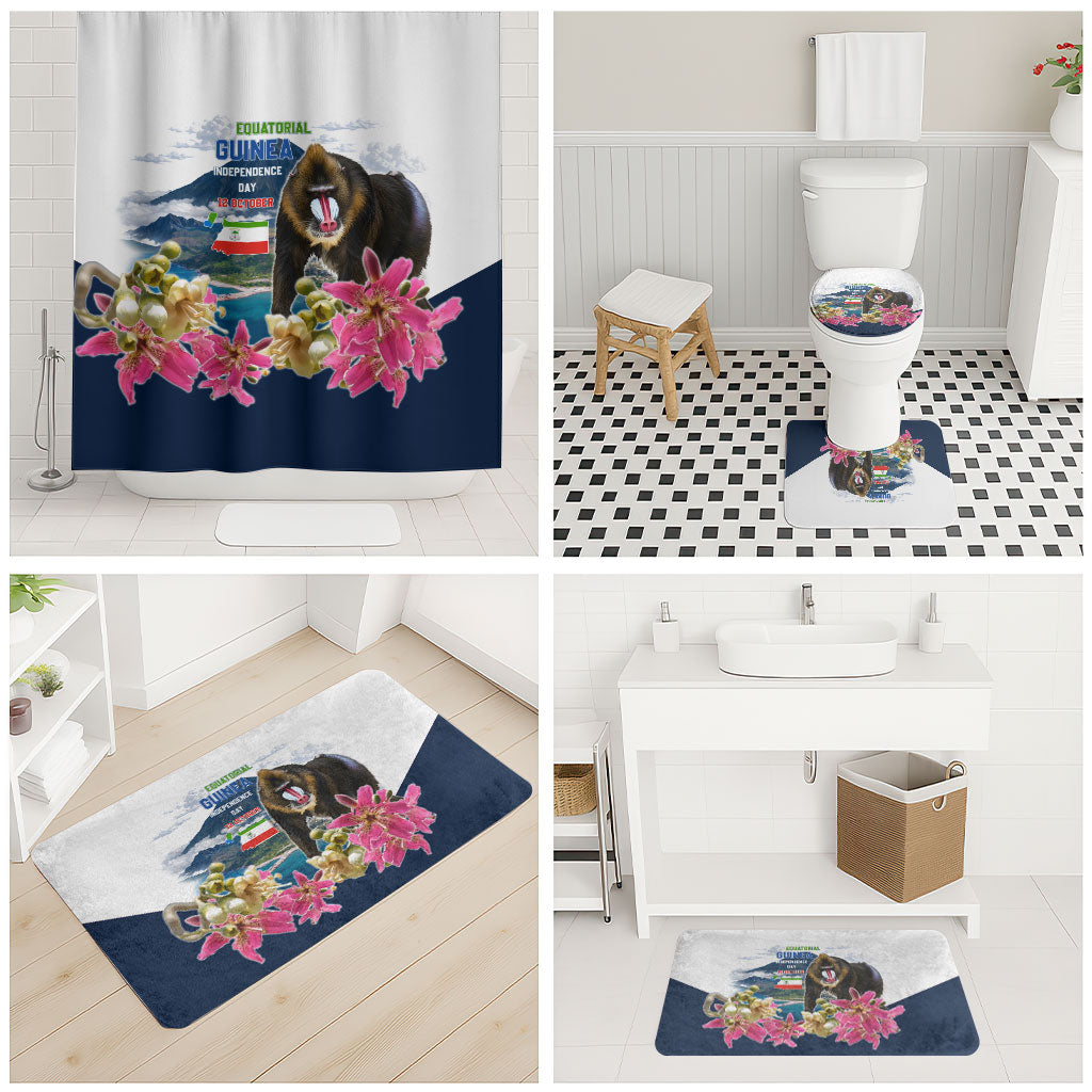 Equatorial Guinea Independence Day Mandrill Bathroom Set Patriotic Floral African Pride Map