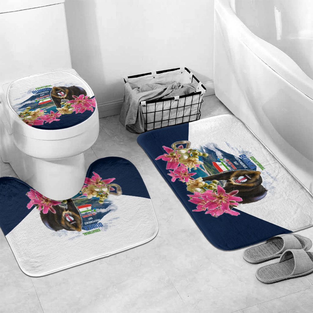 Equatorial Guinea Independence Day Mandrill Bathroom Set Patriotic Floral African Pride Map