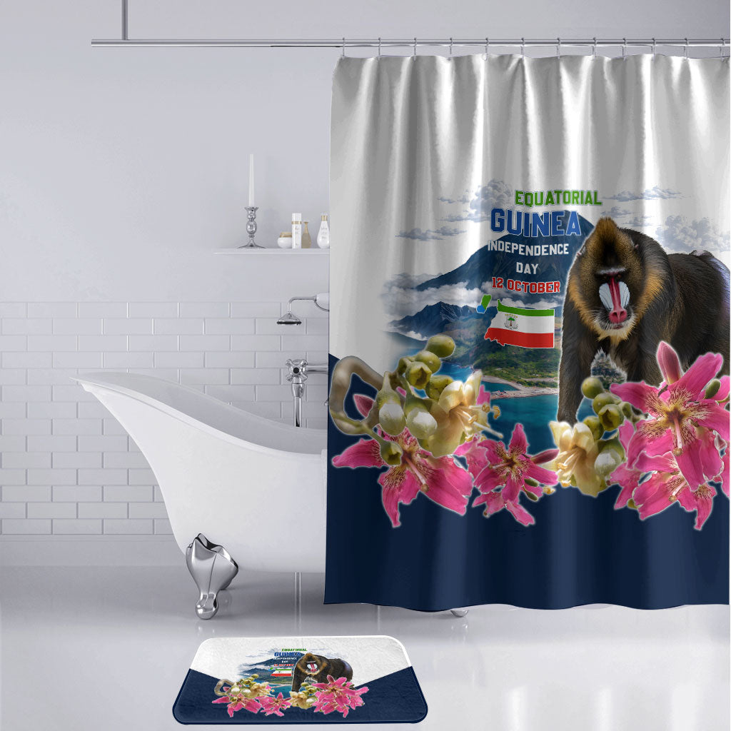 Equatorial Guinea Independence Day Mandrill Bathroom Set Patriotic Floral African Pride Map