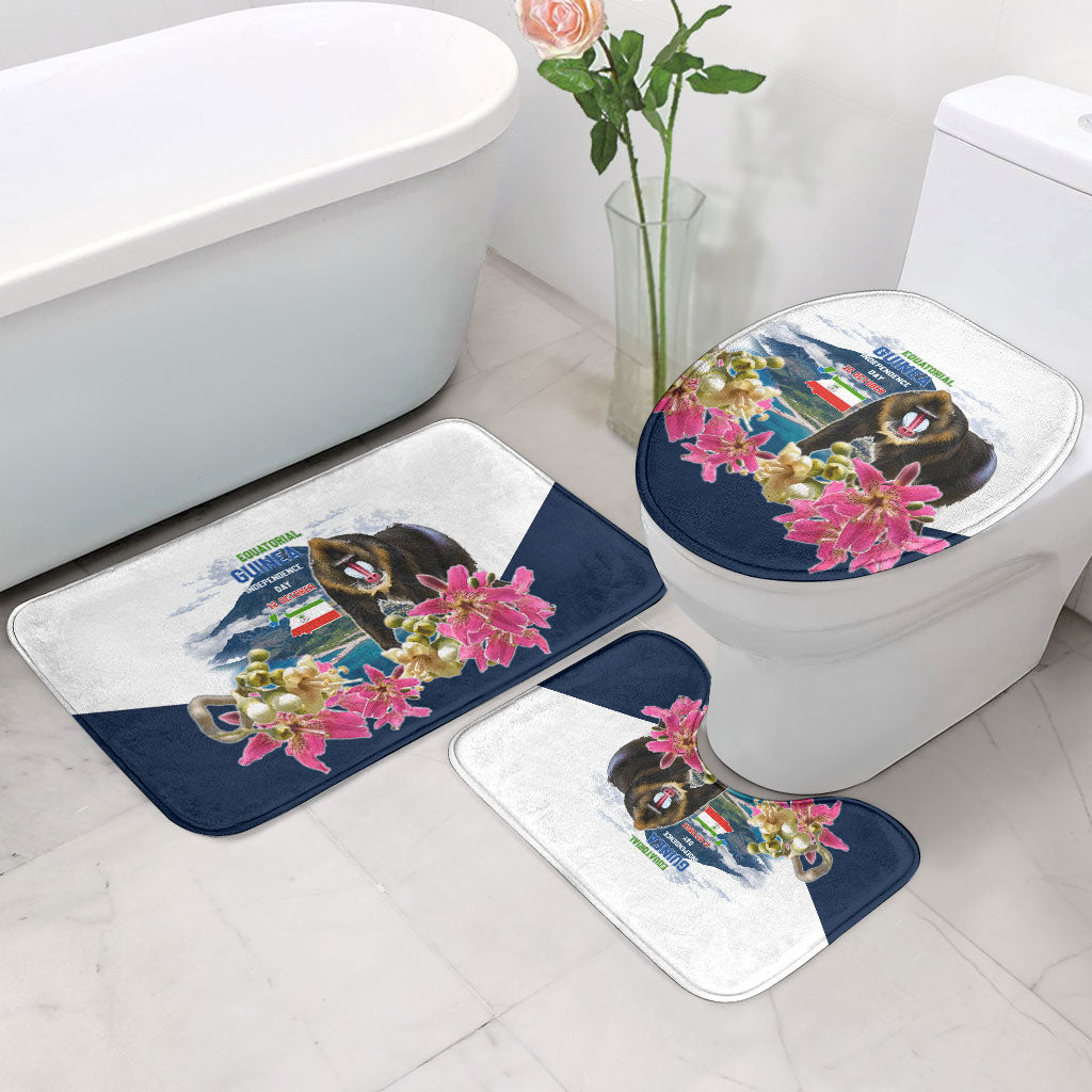 Equatorial Guinea Independence Day Mandrill Bathroom Set Patriotic Floral African Pride Map