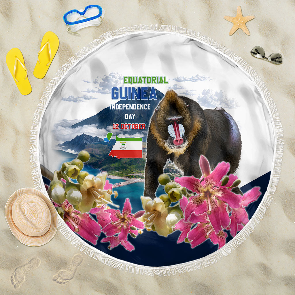 Equatorial Guinea Independence Day Mandrill Beach Blanket Patriotic Floral African Pride Map