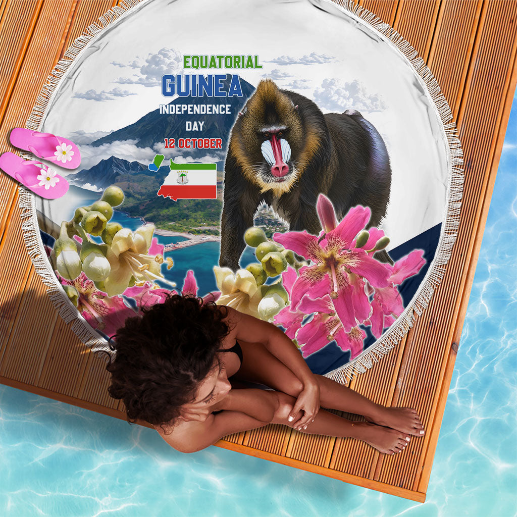 Equatorial Guinea Independence Day Mandrill Beach Blanket Patriotic Floral African Pride Map