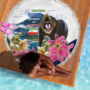 Equatorial Guinea Independence Day Mandrill Beach Blanket Patriotic Floral African Pride Map