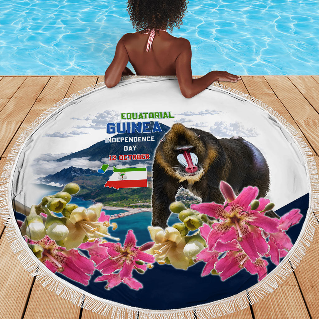Equatorial Guinea Independence Day Mandrill Beach Blanket Patriotic Floral African Pride Map
