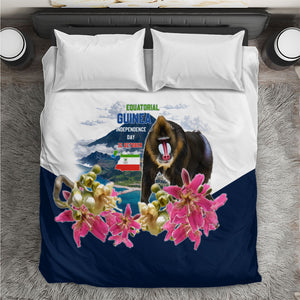 Equatorial Guinea Independence Day Mandrill Bedding Set Patriotic Floral African Pride Map
