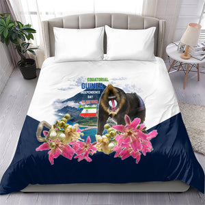Equatorial Guinea Independence Day Mandrill Bedding Set Patriotic Floral African Pride Map