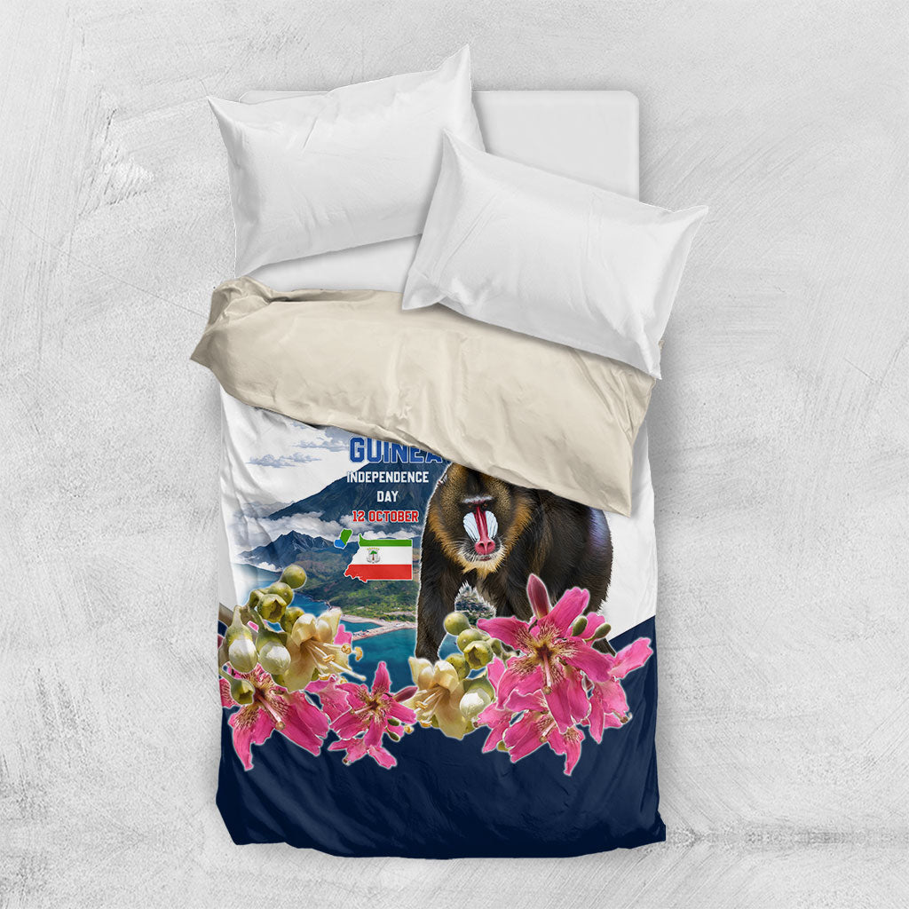 Equatorial Guinea Independence Day Mandrill Bedding Set Patriotic Floral African Pride Map