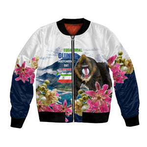 Equatorial Guinea Independence Day Mandrill Bomber Jacket Patriotic Floral African Pride Map