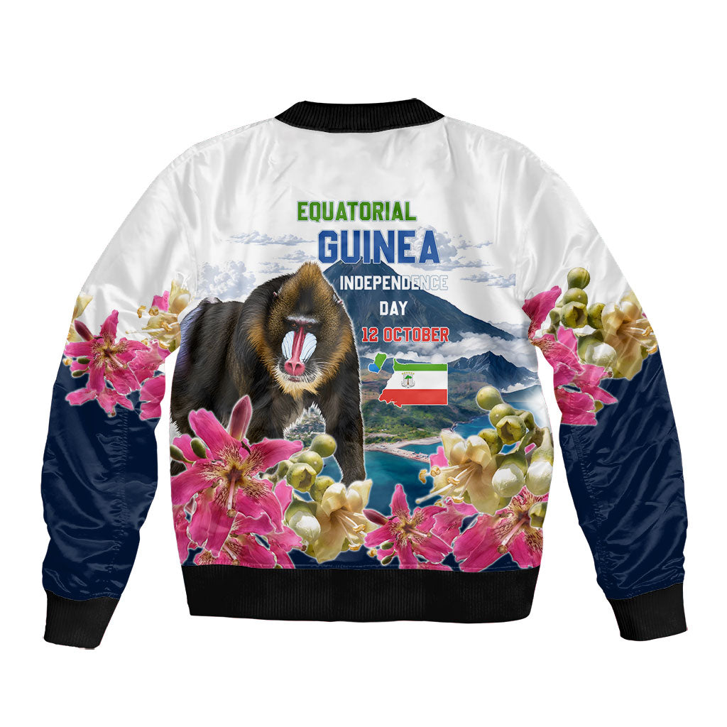 Equatorial Guinea Independence Day Mandrill Bomber Jacket Patriotic Floral African Pride Map
