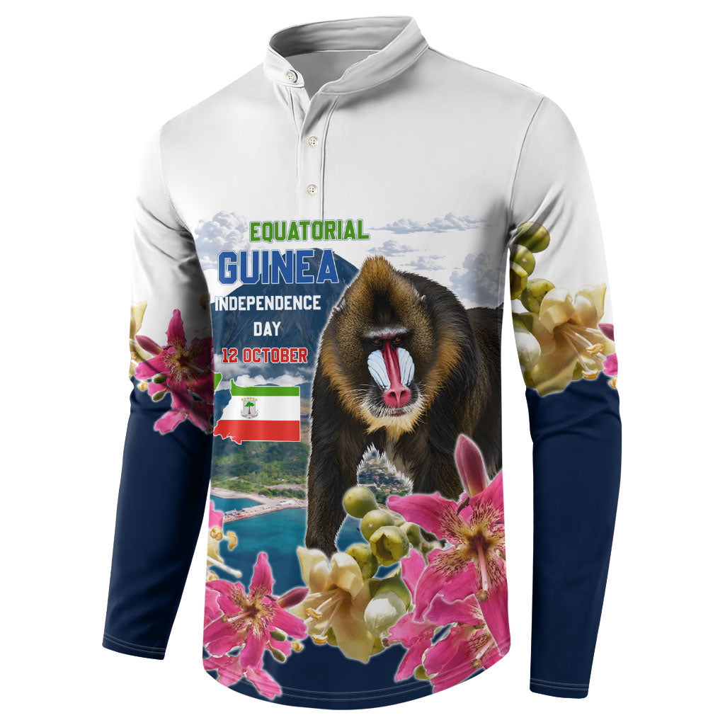 Equatorial Guinea Independence Day Mandrill Button Sweatshirt Patriotic Floral African Pride Map